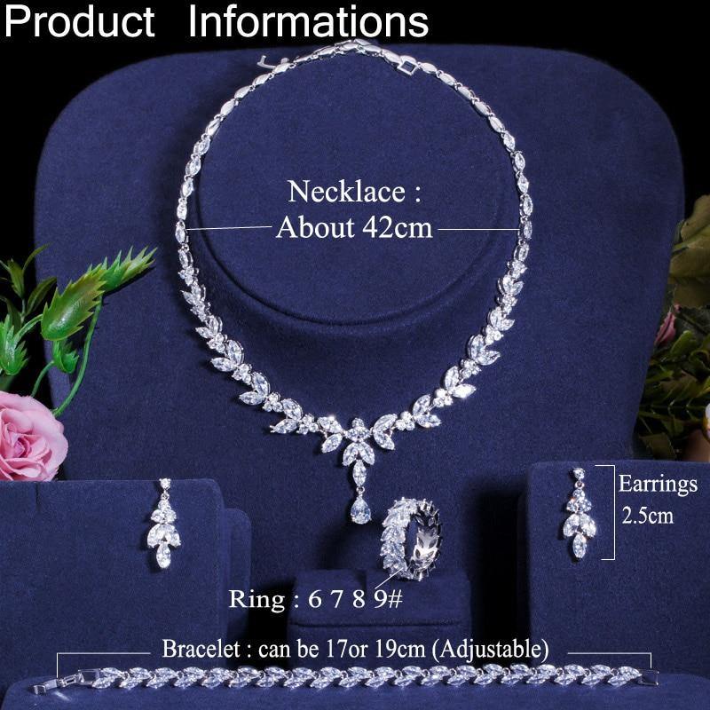 Dazzling AAA+ High Quality Cubic Zirconia Diamonds Necklace 4 Piece Wedding Bridal Jewelry Set - BridalSparkles