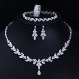 Dazzling AAA+ High Quality Cubic Zirconia Diamonds Necklace 4 Piece Wedding Bridal Jewelry Set