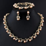 Lovely Pearl Wedding Necklace Earring Bridal Wedding Jewelry Set