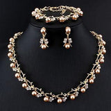 Lovely Pearl Wedding Necklace Earring Bridal Wedding Jewelry Set - BridalSparkles