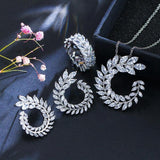 Beautiful Leaf Shape AAA+ High Quality Cubic Zirconia Diamonds 4 Piece Bridal Wedding Jewelry Set