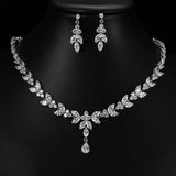 Exquisite AAAA+ Quality Zircon Stud Earrings & Necklace Wedding Bridal Jewelry Set