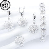 Natural White Silver 925 AAA Quality Zirconia Bridal Jewelry Sets Bracelets Rings Earrings Pendant - BridalSparkles