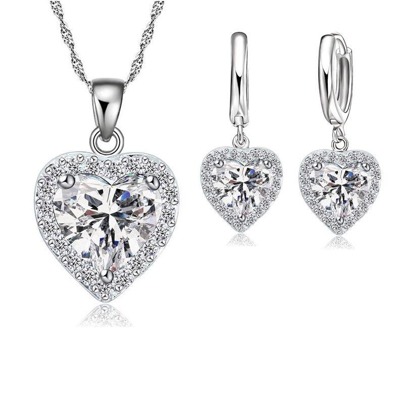 Fine 925 Sterling Silver AAA Zircon Jewelry Set For Women Bridal Wedding Engagement - BridalSparkles