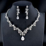 Elegant Classic Gold Silver Color  AAA Quality Cubic Zirconia Fine Necklace Earrings Bridal Wedding Jewelry Set. - BridalSparkles