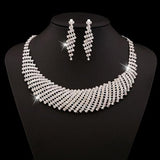 Luxurious AAA+ Austrian Rhinestone Crystals Necklace Earrings Wedding Jewelry Sets - BridalSparkles