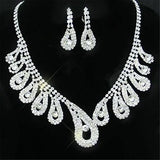 Luxurious AAA+ Austrian Rhinestone Crystals Necklace Earrings Wedding Jewelry Sets - BridalSparkles