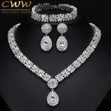 Exclusive Luxury AAA+ Cubic Zirconia Diamonds Necklace Earring Bracelet Bridal Jewelry Set - Best Seller - BridalSparkles