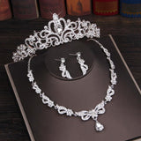Rhinestone Crystal Butterfly 3 Piece Jewelry Bridal Wedding Set with Necklace Earring Tiara