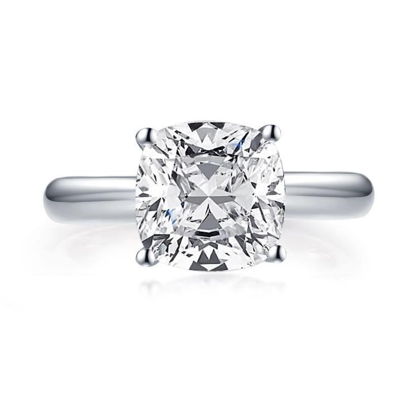 Dazzling 3.0 CT Cushion Cut SONA Diamond 925 Sterling Silver Wedding Engagement Solitaire Ring - BridalSparkles