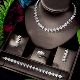Luxury High Quality Designer AAAA+ Cubic Zirconia Diamonds Leaf  4 piece Wedding Bridal Jewelry