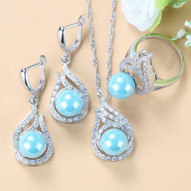 Wonderful Natural Freshwater Pearls  AAA+ Zircon 3 or 4 Piece Silver Color Bridal Wedding Jewelry Set - BridalSparkles