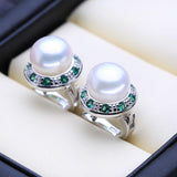 Luxury Natural Freshwater Pearl Jewelry Set 925 Sterling Silver with Earrings Necklace - BridalSparkles