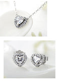 Charming 925 Sterling Silver AAAA Quality Zircon Wedding Jewelry Set with Heart Pendant Ring Earrings - BridalSparkles