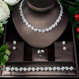 Sparkling Designer AAAA+ Cubic Zircon Diamonds Square Shape 4 piece Necklace Jewelry Wedding Bridal Set - BridalSparkles