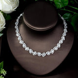 Sparkling Designer AAAA+ Cubic Zircon Diamonds Square Shape 4 piece Necklace Jewelry Wedding Bridal Set - BridalSparkles