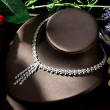 Beautiful Leaf Drop Designer AAAA+ Zirconia Diamonds 4 piece Wedding Bridal Jewelry Set - BridalSparkles