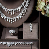 Terrific AAA+ Cubic Zirconia Diamonds Tassel Bride Necklace Drop Earring Full Wedding Jewelry Set - BridalSparkles
