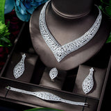 Classy Designer AAAA+ Zirconia CZ Diamonds 4 piece Bridal Wedding Jewelry Set