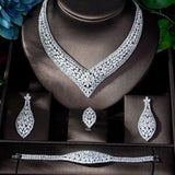 Classy Designer AAAA+ Zirconia CZ Diamonds 4 piece Bridal Wedding Jewelry Set - BridalSparkles