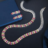 Exquisite Leaves Shape AAAA High Quality Cubic Zirconia Multi Color Crystals Bridal Wedding Jewelry Set - BridalSparkles
