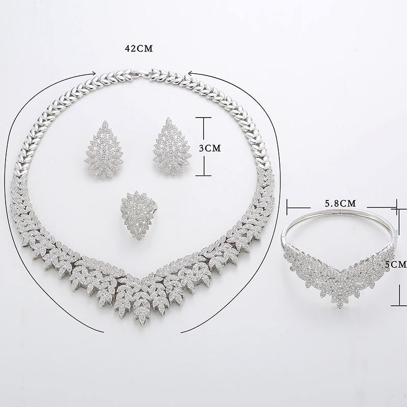 Luxury Noble Micro Pave High Quality AAAA+ Cubic Zirconia Wedding Jewelry Set - BridalSparkles