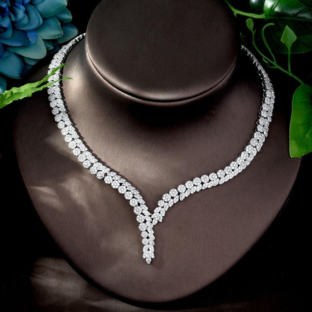 High Quality Designer AAAA+ Zirconia Diamonds  Flower Design 4 piece Bridal Wedding Set - BridalSparkles