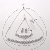 Fashion Eye Leaf Shape AAAA+ Cubic Zirconia Plant Choker 4 Piece Bridal Party Jewelry Set - BridalSparkles