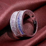 Stunning 925 Sterling Silver Ring with Round Sapphire and AAAA Zircon Gemstone - BridalSparkles