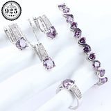 Purple AAA+ Quality Zirconia Bridal Wedding Jewelry Set with  Silver 925 Necklace Ring Earrings Bracelet - BridalSparkles