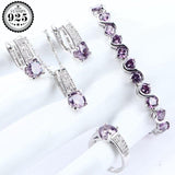 Purple AAA+ Quality Zirconia Bridal Wedding Jewelry Set with  Silver 925 Necklace Ring Earrings Bracelet - BridalSparkles