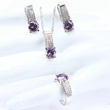 Purple AAA+ Quality Zirconia Bridal Wedding Jewelry Set with  Silver 925 Necklace Ring Earrings Bracelet - BridalSparkles