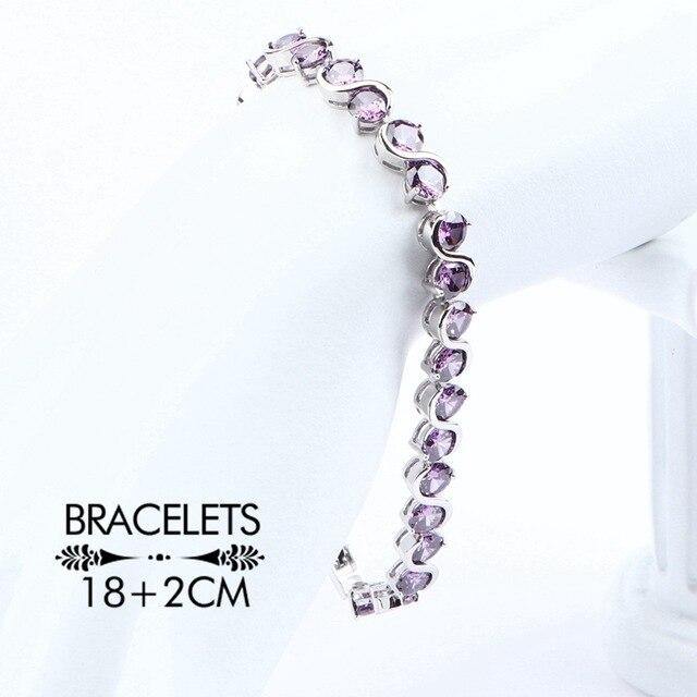 Purple AAA+ Quality Zirconia Bridal Wedding Jewelry Set with  Silver 925 Necklace Ring Earrings Bracelet - BridalSparkles