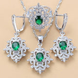 Appealing AAA+ Quality Multi Color Crystal Wedding Necklace Ring And Earrings Bridal Jewelry Sets - BridalSparkles