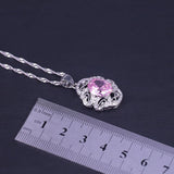 Princess Pink Silver Color Romantic Rome Bracelet Necklace Ring Earrings Bridal Jewelry Set - BridalSparkles