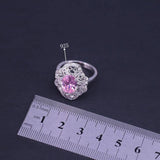 Princess Pink Silver Color Romantic Rome Bracelet Necklace Ring Earrings Bridal Jewelry Set - BridalSparkles