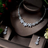Lovely Vivid Flowers Designer AAAA+ Cubic Zircon Diamonds Elegant Bridal Wedding Jewerly Set