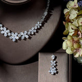 Lovely Vivid Flowers Designer AAAA+ Cubic Zircon Diamonds Elegant Bridal Wedding Jewerly Set - BridalSparkles