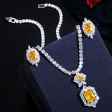 Shiny AAAA+ Quality Cubic Zirconia Diamonds and Citrine Crystals Jewelry Set