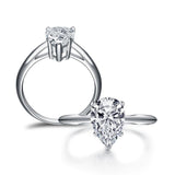 Beautiful 925 Silver Water Drop Round 2 ct Lab diamond Wedding Engagement Ring - BridalSparkles