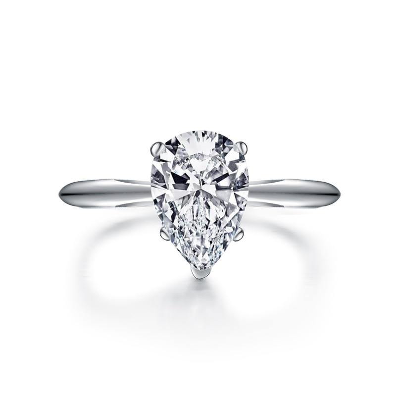 Beautiful 925 Silver Water Drop Round 2 ct Lab diamond Wedding Engagement Ring - BridalSparkles