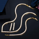 Glittering Princess Cut Best Quality AAAA Cubic Zirconia Necklace Earring Bracelet Bridal Wedding Jewelry Set