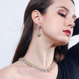 Shiny Green Crystal High Quality AAAA Cubic Zirconia 2 Piece Wedding Bridal Jewelry Set - BridalSparkles