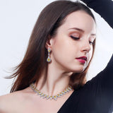 Shiny Green Crystal High Quality AAAA Cubic Zirconia 2 Piece Wedding Bridal Jewelry Set - BridalSparkles