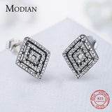 Luxury AAAA Quality CZ Sterling Silver 925 Wedding Vintage Jewelry Set   Rhombus Pandant Necklace & Stud Earring & Ring - BridalSparkles