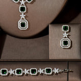 Fascinating 4 piece Square Shape Full AAAA+ Cubic Zirconia Bridal Wedding Jewelry Set - BridalSparkles