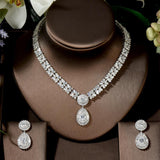Exclusive White Gold Plated Designer AAAA+ Cubic Zirconia Diamonds 2 Piece Bridal Jewelry Set - BridalSparkles