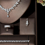 Luxury Sparkling Designer AAAA+ Cubic Zirconia Diamonds 4 Piece Bridal Wedding Jewelry Set - BridalSparkles