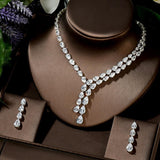 Brilliant Designer AAAA+ Zirconia Diamond Crystals Earrings And Necklace Bridal Wedding Jewelry Set