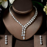 Brilliant Designer AAAA+ Zirconia Diamond Crystals Earrings And Necklace Bridal Wedding Jewelry Set - BridalSparkles